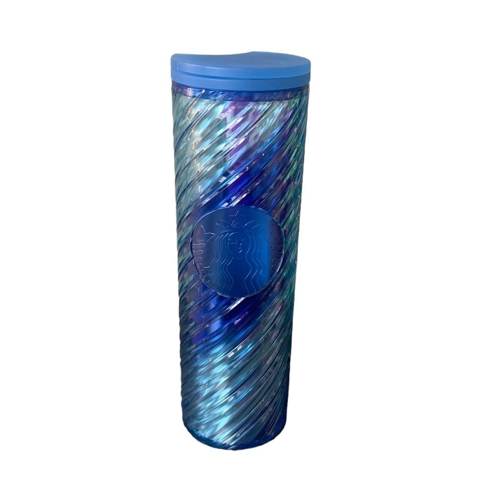 Starbucks 2022 Winter Blue Irridescent Twist 16oz Coffee Tumbler Mug NWT